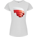 Curled Poland Flag Polish Day Football Womens Petite Cut T-Shirt White