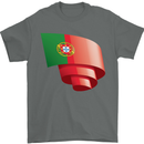 Curled Portugal Flag Portugese Day Football Mens T-Shirt 100% Cotton Charcoal