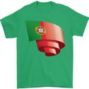 Curled Portugal Flag Portugese Day Football Mens T-Shirt 100% Cotton Irish Green