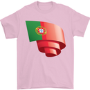 Curled Portugal Flag Portugese Day Football Mens T-Shirt 100% Cotton Light Pink