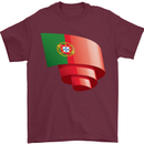 Curled Portugal Flag Portugese Day Football Mens T-Shirt 100% Cotton Maroon