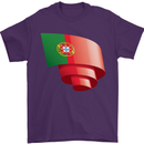 Curled Portugal Flag Portugese Day Football Mens T-Shirt 100% Cotton Purple