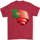 Curled Portugal Flag Portugese Day Football Mens T-Shirt 100% Cotton Red