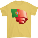 Curled Portugal Flag Portugese Day Football Mens T-Shirt 100% Cotton Yellow