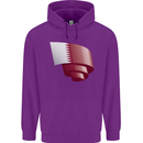 Curled Qatar Flag Qatari Day Football Childrens Kids Hoodie Purple