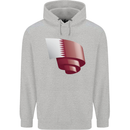 Curled Qatar Flag Qatari Day Football Childrens Kids Hoodie Sports Grey
