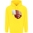 Curled Qatar Flag Qatari Day Football Childrens Kids Hoodie Yellow