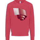 Curled Qatar Flag Qatari Day Football Kids Sweatshirt Jumper Heliconia
