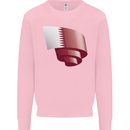 Curled Qatar Flag Qatari Day Football Kids Sweatshirt Jumper Light Pink