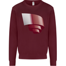 Curled Qatar Flag Qatari Day Football Kids Sweatshirt Jumper Maroon