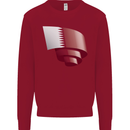 Curled Qatar Flag Qatari Day Football Kids Sweatshirt Jumper Red