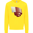 Curled Qatar Flag Qatari Day Football Kids Sweatshirt Jumper Yellow