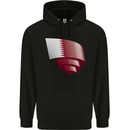 Curled Qatar Flag Qatari Day Football Mens 80% Cotton Hoodie Black
