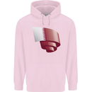 Curled Qatar Flag Qatari Day Football Mens 80% Cotton Hoodie Light Pink