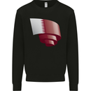 Curled Qatar Flag Qatari Day Football Mens Sweatshirt Jumper Black