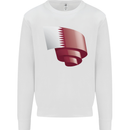 Curled Qatar Flag Qatari Day Football Mens Sweatshirt Jumper White