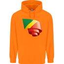 Curled Republic of the Congo Flag Day Football Childrens Kids Hoodie Orange