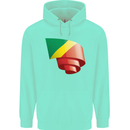 Curled Republic of the Congo Flag Day Football Childrens Kids Hoodie Peppermint