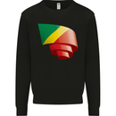 Curled Republic of the Congo Flag Day Football Kids Sweatshirt Jumper Black