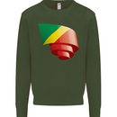 Curled Republic of the Congo Flag Day Football Kids Sweatshirt Jumper Forest Green