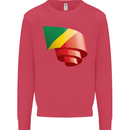 Curled Republic of the Congo Flag Day Football Kids Sweatshirt Jumper Heliconia