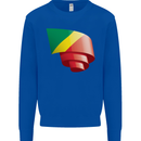 Curled Republic of the Congo Flag Day Football Kids Sweatshirt Jumper Royal Blue