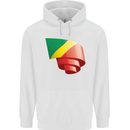 Curled Republic of the Congo Flag Day Football Mens 80% Cotton Hoodie White