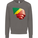 Curled Republic of the Congo Flag Day Football Mens Sweatshirt Jumper Charcoal