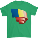 Curled Romania Flag Romanian Day Football Mens T-Shirt 100% Cotton Irish Green