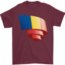 Curled Romania Flag Romanian Day Football Mens T-Shirt 100% Cotton Maroon