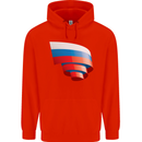 Curled Russia Flag Russian Day Football Childrens Kids Hoodie Bright Red