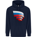 Curled Russia Flag Russian Day Football Childrens Kids Hoodie Navy Blue