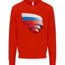 Curled Russia Flag Russian Day Football Kids Sweatshirt Jumper Bright Red