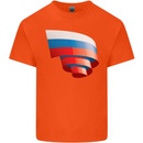Curled Russia Flag Russian Day Football Kids T-Shirt Childrens Orange