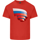 Curled Russia Flag Russian Day Football Kids T-Shirt Childrens Red