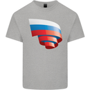 Curled Russia Flag Russian Day Football Kids T-Shirt Childrens Sports Grey