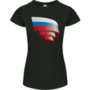 Curled Russia Flag Russian Day Football Womens Petite Cut T-Shirt Black