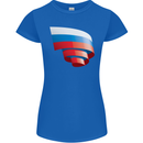 Curled Russia Flag Russian Day Football Womens Petite Cut T-Shirt Royal Blue