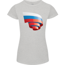 Curled Russia Flag Russian Day Football Womens Petite Cut T-Shirt Sports Grey
