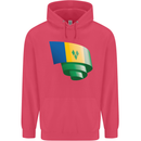 Curled Saint Vincent and Grenadines Flag Football Childrens Kids Hoodie Heliconia
