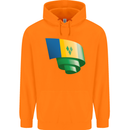 Curled Saint Vincent and Grenadines Flag Football Childrens Kids Hoodie Orange