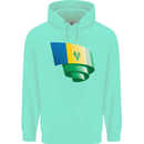 Curled Saint Vincent and Grenadines Flag Football Childrens Kids Hoodie Peppermint
