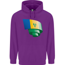 Curled Saint Vincent and Grenadines Flag Football Childrens Kids Hoodie Purple