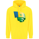Curled Saint Vincent and Grenadines Flag Football Childrens Kids Hoodie Yellow