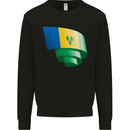 Curled Saint Vincent and Grenadines Flag Football Kids Sweatshirt Jumper Black