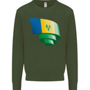 Curled Saint Vincent and Grenadines Flag Football Kids Sweatshirt Jumper Forest Green