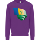 Curled Saint Vincent and Grenadines Flag Football Kids Sweatshirt Jumper Purple