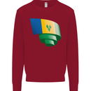 Curled Saint Vincent and Grenadines Flag Football Kids Sweatshirt Jumper Red
