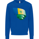 Curled Saint Vincent and Grenadines Flag Football Kids Sweatshirt Jumper Royal Blue