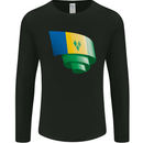 Curled Saint Vincent and Grenadines Flag Football Mens Long Sleeve T-Shirt Black